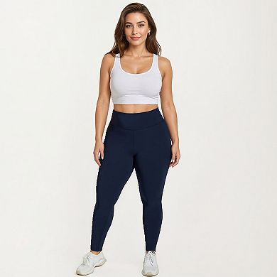 Women's Plus Size High Waist Stretch Leggings with Wide Waistband Smooth Compression Fit