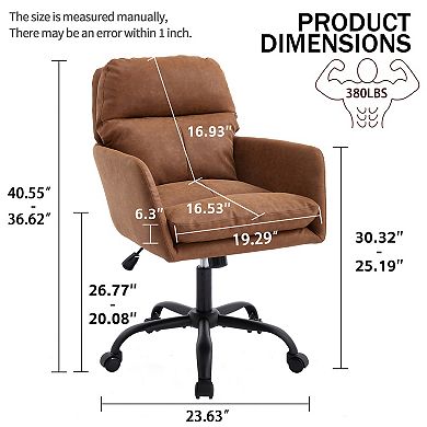 GOODSILO Ergonomic PU Leather Adjustable Height Task Chair for Office and Home
