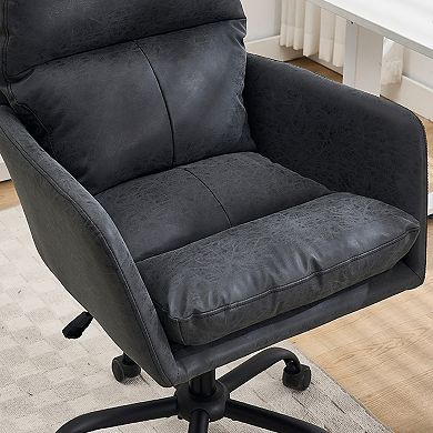 GOODSILO Ergonomic PU Leather Adjustable Height Task Chair for Office and Home