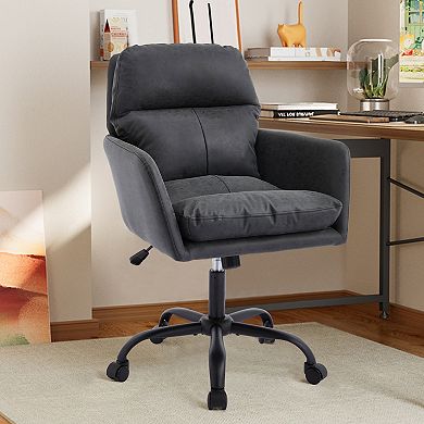 GOODSILO Ergonomic PU Leather Adjustable Height Task Chair for Office and Home