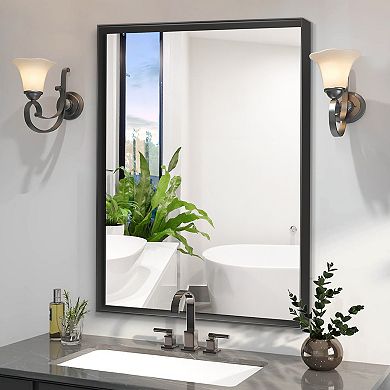 ELEMENT ACE Large Rectangular Wall Mirror with Floating Design and Beveled Edge for Modern Bathrooms