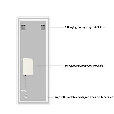 ELEMENT ACE LED Wall Mounted Vanity Mirror, Full Length, Stepless Dimming, Rounded Corners
