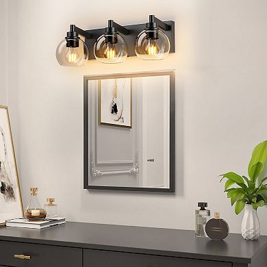 ELEMENT ACE Modern Three-Light Vanity Light Fixture with Clear Glass Shades