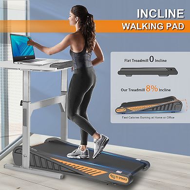 ELEMENT ACE Compact Under Desk Walking Pad Treadmill with Incline for Home and Office Fitness