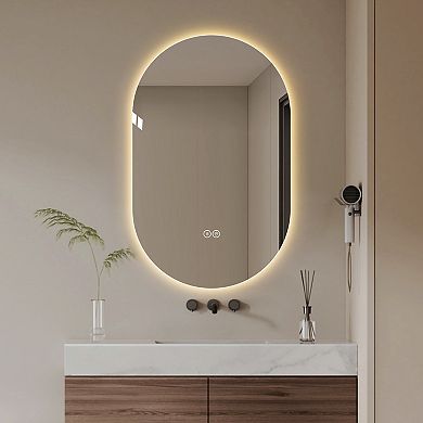 ELEMENT ACE 48x30 Inch Wall Mounted LED Touch Screen Anti-Fog Bathroom Mirror