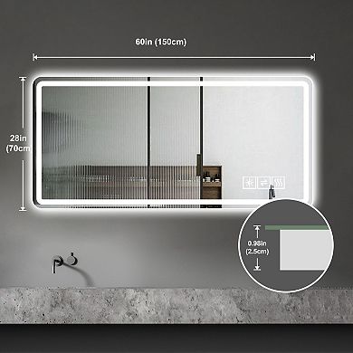 ELEMENT ACE Dimmable Anti-Fog LED Bathroom Vanity Mirror with Shatter-Proof Glass and Touch Controls