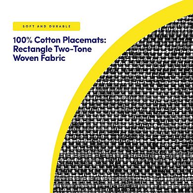 Sweet Home Collection Two Tone Cotton Woven 13x19 Placemat Sets 6 Pack