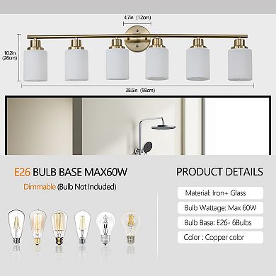 ELEMENT ACE 6-Light Modern Vanity Wall Sconce with Frosted Glass Shades for Bathroom