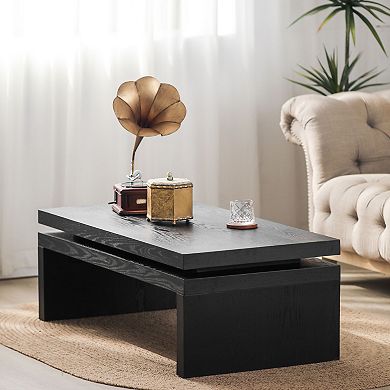 GOODSILO Modern Floating Top Wood Coffee Table with Sleek Design for Living Room Spaces