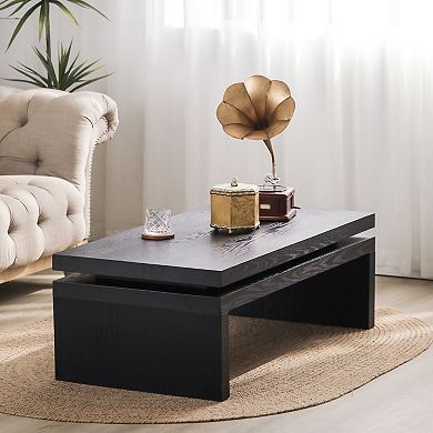 GOODSILO Modern Floating Top Wood Coffee Table with Sleek Design for Living Room Spaces