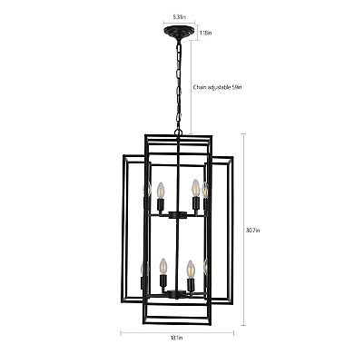 ELEMENT ACE Modern Geometric Eight-Light Pendant Chandelier with Industrial Metal Frame