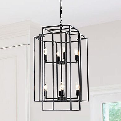 ELEMENT ACE Modern Geometric Eight-Light Pendant Chandelier with Industrial Metal Frame
