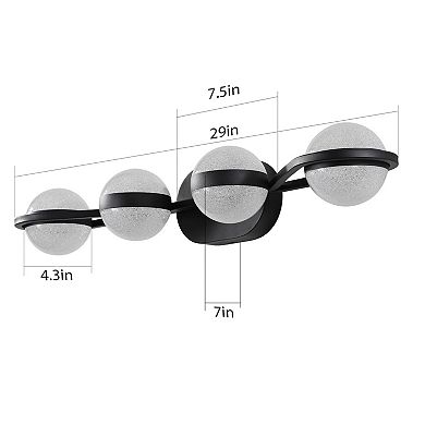 ELEMENT ACE 30" Minimalist Four-Light Wall Vanity Fixture with Crystal Sand Shades