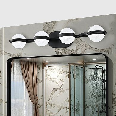 ELEMENT ACE 30" Minimalist Four-Light Wall Vanity Fixture with Crystal Sand Shades