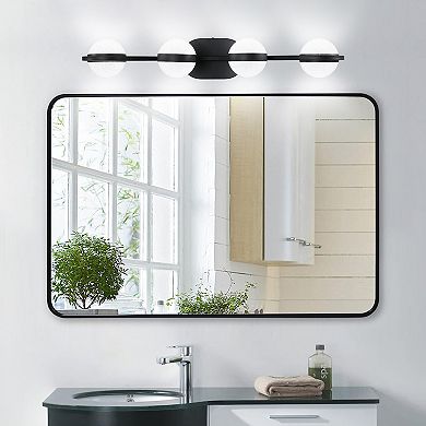 ELEMENT ACE 30" Minimalist Four-Light Wall Vanity Fixture with Crystal Sand Shades