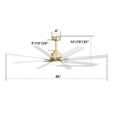 ELEMENT ACE 66 Inch Modern Smart Ceiling Fan with Dimmable LED Light and Remote Control