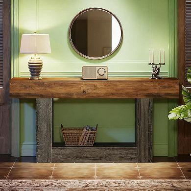 GOODSILO Rustic Farmhouse Console Table with Lower Shelf for Living Room Entryway Decor