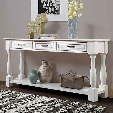 GOODSILO 63-Inch Wooden Console Table with 3 Drawers & Bottom Shelf for Entryway