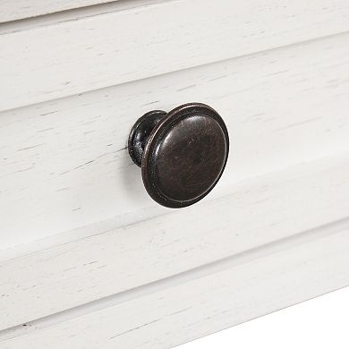 GOODSILO Farmhouse Style Pine Wood Console Table with Four Drawers and Storage Shelf