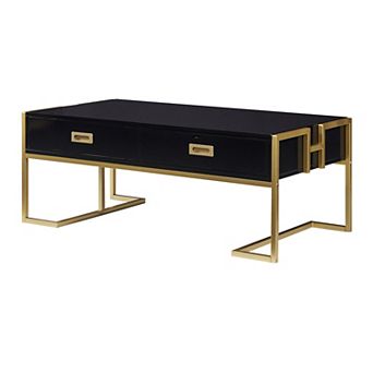 GOODSILO Modern Rectangular Coffee Table with Storage Drawers and Premium Metal Base