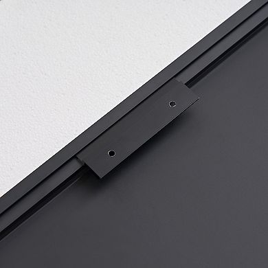 ELEMENT ACE 60x22 Inch Glossy Black Rectangular Bathroom Wall Mirror with Modern Metal Frame