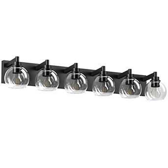 ACE Farmhouse Six-Light Vanity Wall Lighting Fixture with Clear Glass Shades