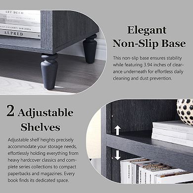 Arched Bookcase with 2 Adjustable Shelves, 76" Tall Bookshelves with Open Display Shelves