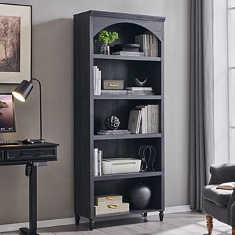 Arched Bookcase with 2 Adjustable Shelves, 76" Tall Bookshelves with Open Display Shelves