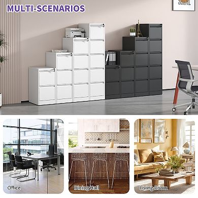 GOODSILO Four-Drawer Vertical Metal Filing Cabinet with Locking Mechanism for Office Documents