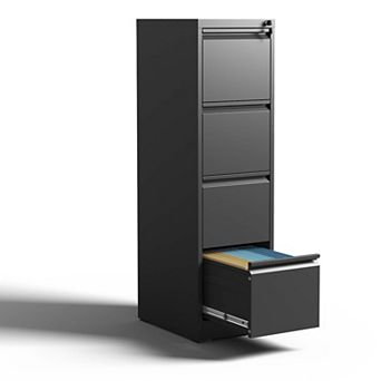 GOODSILO Four-Drawer Vertical Metal Filing Cabinet with Locking Mechanism for Office Documents