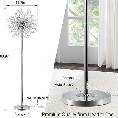 ELEMENT ACE 69-Inch Modern Crystal Floor Lamp with Firework Design for Home