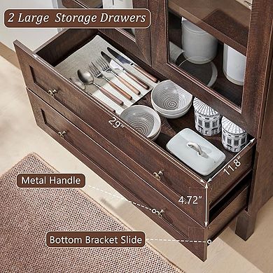 71" Tall Arched Kitchen Pantry Cabinet, Farmhouse Wood Storage Cupboard with Adjustable Shelves