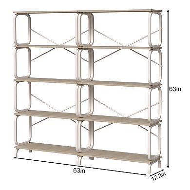 Whisen Industrial Style 5 Tier Bookshelf with Metal Frame