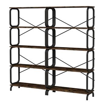 Whisen Industrial Style 5 tier Bookshelf with Metal Frame