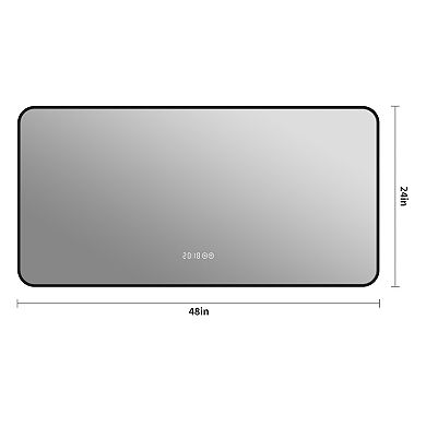 ELEMENT ACE 48x24 Inch LED Bathroom Mirror with Temperature Display, Defogging & Tri-Color Lighting