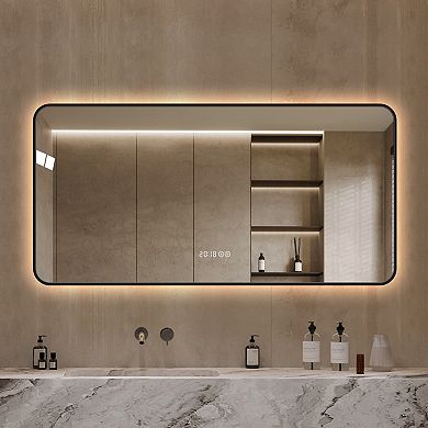 ELEMENT ACE 48x24 Inch LED Bathroom Mirror with Temperature Display, Defogging & Tri-Color Lighting