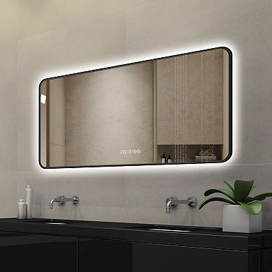 ELEMENT ACE 48x24 Inch LED Bathroom Mirror with Temperature Display, Defogging & Tri-Color Lighting