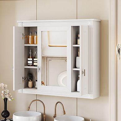 ELEMENT ACE Wall Mounted Mirror Cabinet with Adjustable Shelves and Multiple Storage Compartments