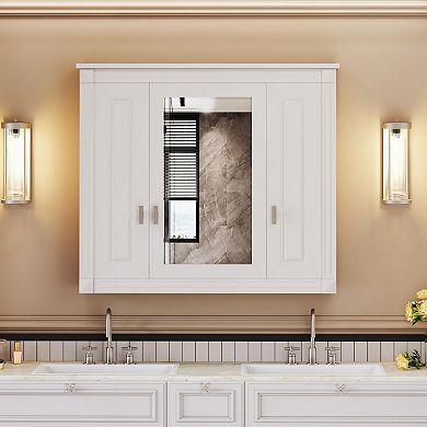 ELEMENT ACE Wall Mounted Mirror Cabinet with Adjustable Shelves and Multiple Storage Compartments