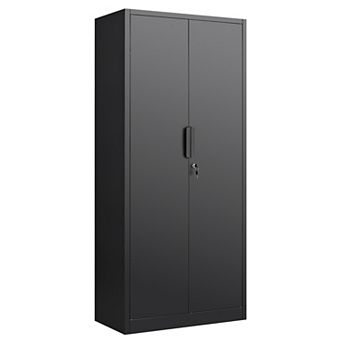 GOODSILO Heavy-Duty Two-Door Steel File Cabinet with Adjustable Shelves and Locking Mechanism