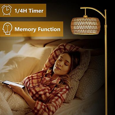 ELEMENT ACE Modern Arc Floor Lamp with Dual Control, Stepless Dimming, and Adjustable Height