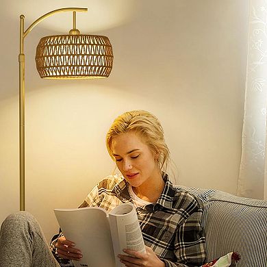 ELEMENT ACE Modern Arc Floor Lamp with Dual Control, Stepless Dimming, and Adjustable Height
