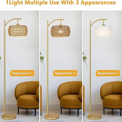 ELEMENT ACE Modern Arc Floor Lamp with Dual Control, Stepless Dimming, and Adjustable Height