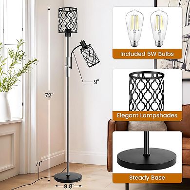 ELEMENT ACE Farmhouse Adjustable Dual Light Floor Lamp with Industrial Design for Living Spaces