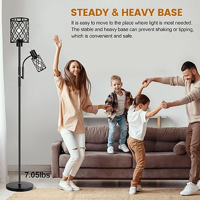 ELEMENT ACE Farmhouse Adjustable Dual Light Floor Lamp with Industrial Design for Living Spaces