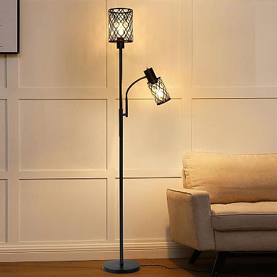 ELEMENT ACE Farmhouse Adjustable Dual Light Floor Lamp with Industrial Design for Living Spaces