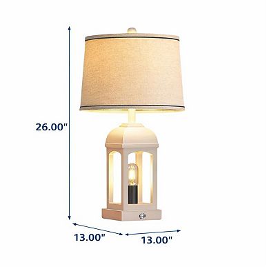 ELEMENT ACE Modern Farmhouse Table Lamp Set with USB Charging Ports and Built-in Nightlight