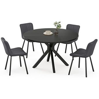 GOODSILO Round Dining Table for 4-6 People, Mid Century Modern Kitchen Table with Sturdy Base