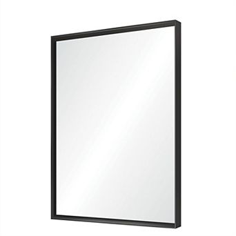 ELEMENT ACE Glossy Black Wall Mounted Bathroom Mirror with Metal Frame for Easy Installation