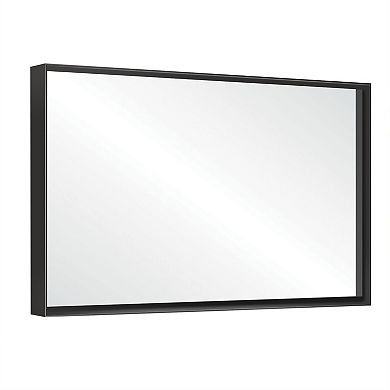 ELEMENT ACE Glossy Black Wall Mounted Bathroom Mirror with Metal Frame for Easy Installation